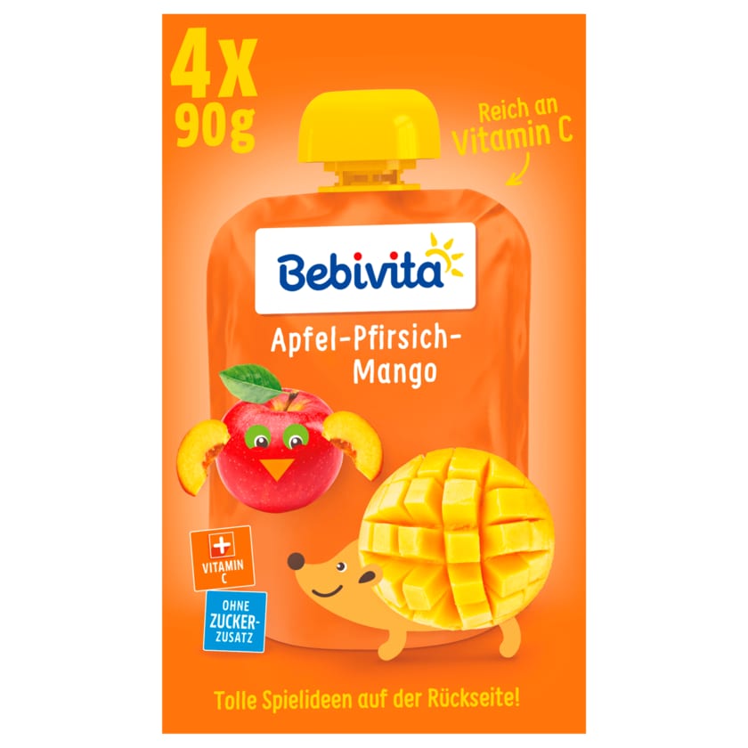 Bebivita Kinder-Spaß Apfel-Pfirsich-Mango 4x90g